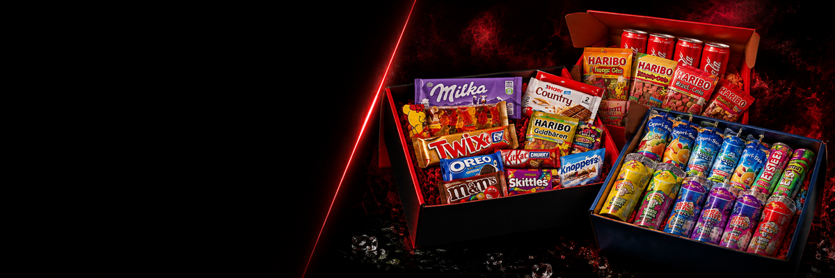 KIG Candy Box XXL mit 12 beliebten Marken-Süßigkeiten wie Haribo, Kinder, Milka, Oreo, Twix, M&M's, Skittles und Knoppers in hochwertiger roter Geschenkbox von Snack Solutions Ron Hils.