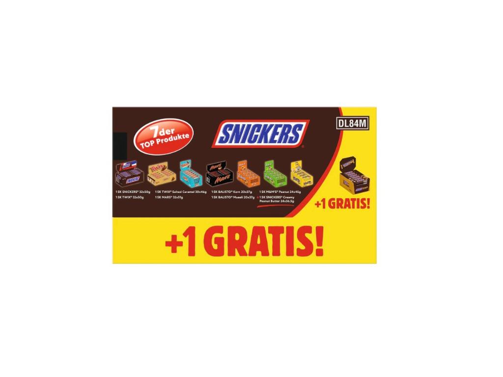 Snickers Mix Box XXL – Schokoriegel Display 7 Sorten +1 Gratis Vorratspack