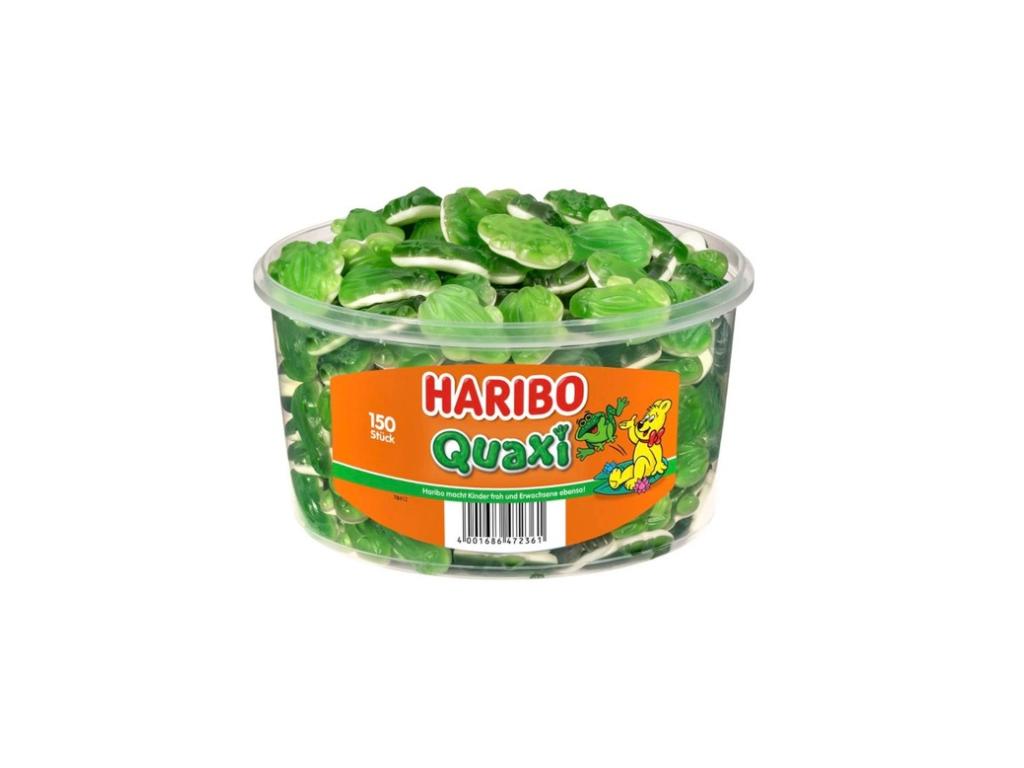 Haribo Quaxi 1050g Dose Fruchtgummi Schaumzucker Frösche Pfirsich Maracuja