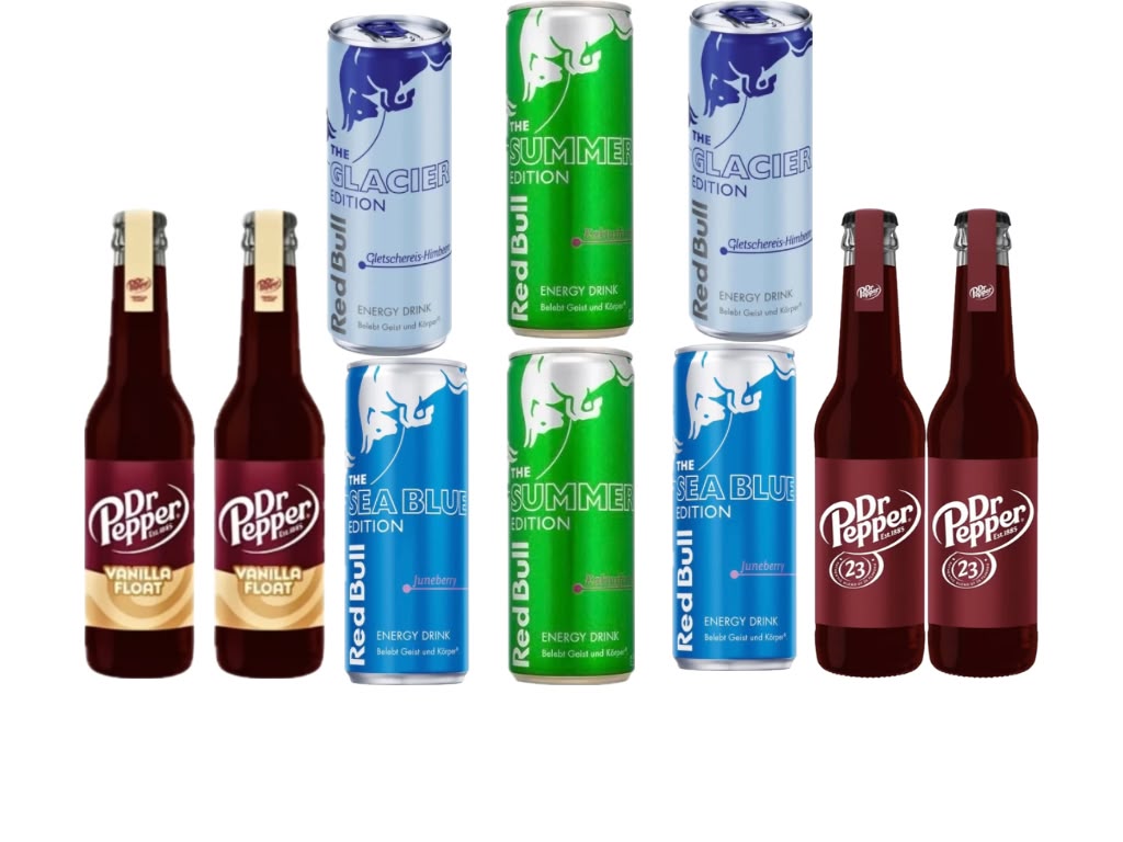 KIG Box Red Bull Editions & Dr Pepper 10 Drinks Gesamtansicht