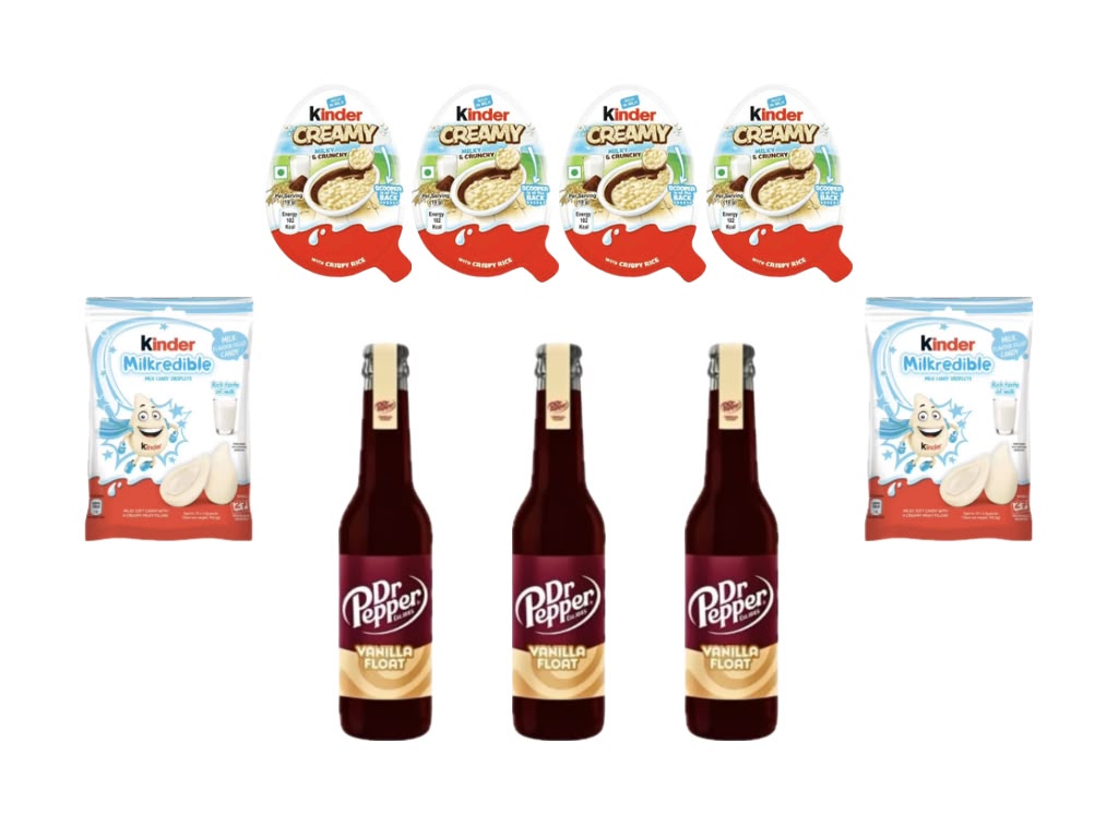 KIG Box Kinder Creamy und Dr Pepper Vanilla mit 9 Produkten Gesamtansicht