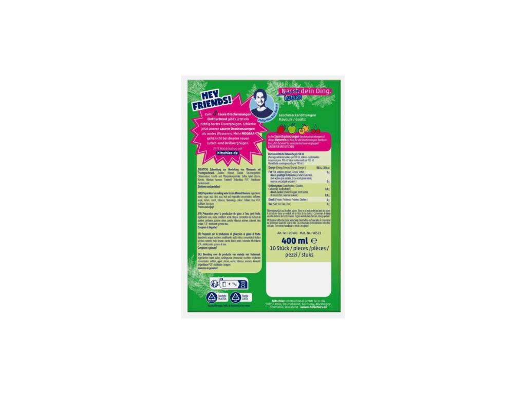 Hitschies Saure Drachenzungen Wassereis 10 x 40 ml – Veganes Wassereis