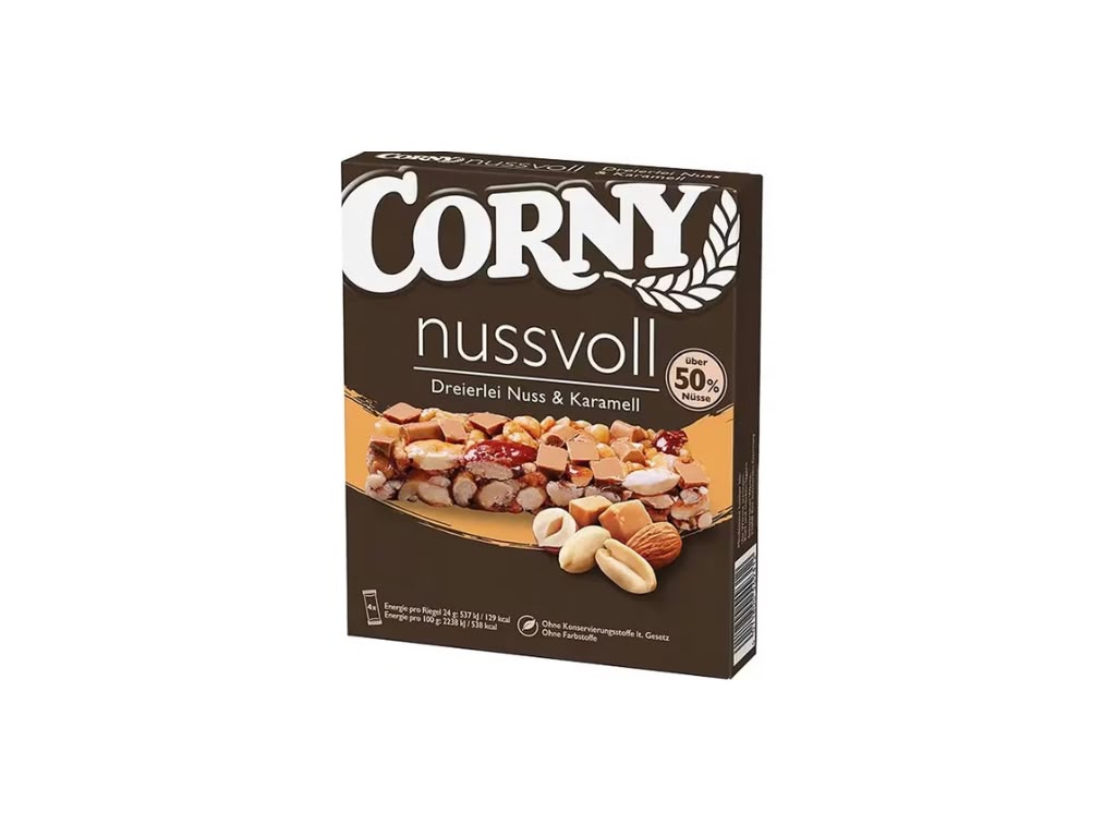 Corny nussvoll Dreierlei Nuss & Karamell 4 x 24 g – 96 g