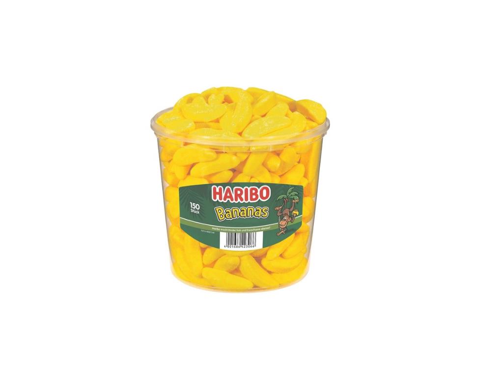 Haribo Bananas 150 Stück 1050g Dose Schaumzucker Banane Großpackung