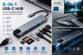 USB-C Hub 8-in-1 Adapter 4K HDMI USB 3.0 LAN SD Kartenleser