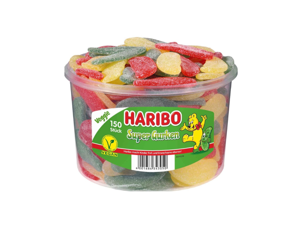 Haribo Super Gurken vegan 150er // Dose 1,35kg