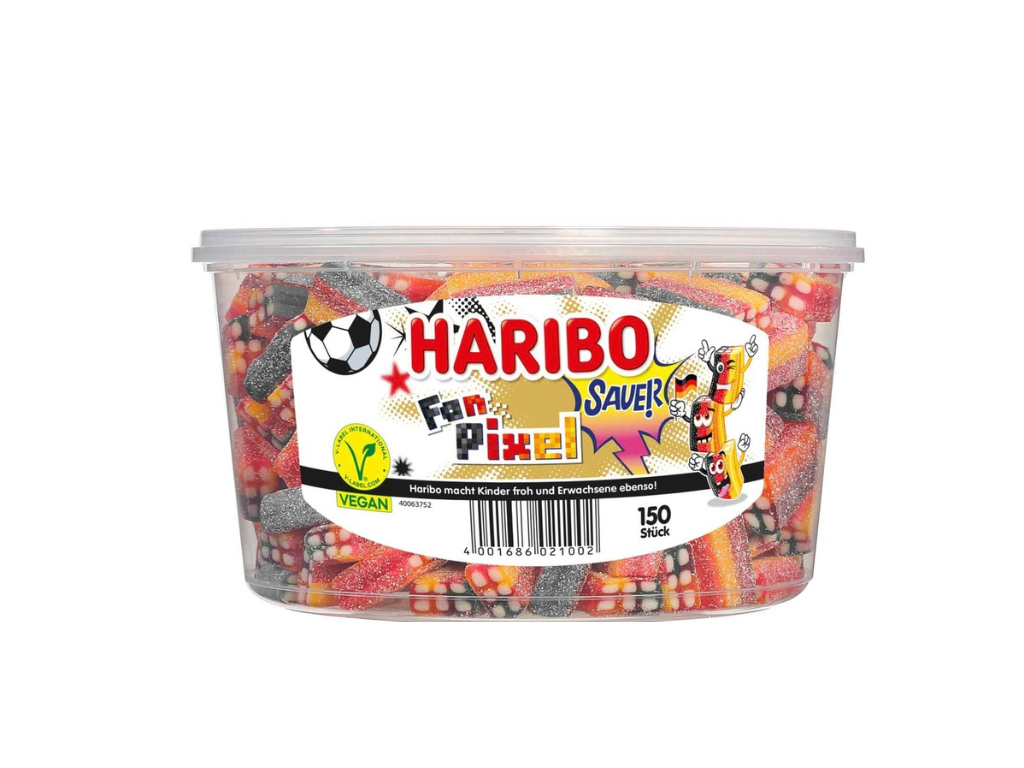 Haribo Fan Pixel sauer vegan 150er // 1 Kg Dose