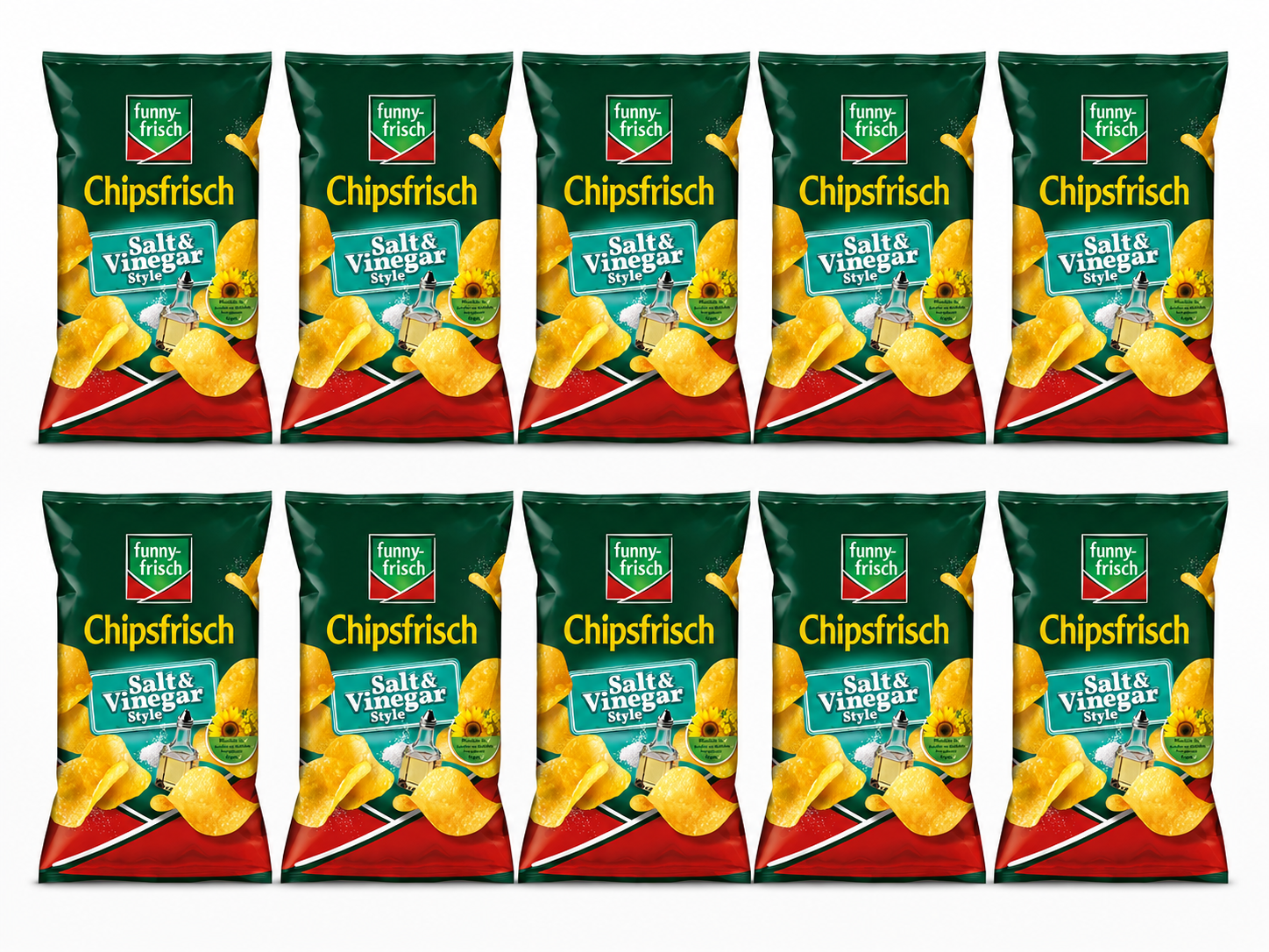 funny-frisch Chipsfrisch Salt & Vinegar 150g X 10 = 1,5kg Tray