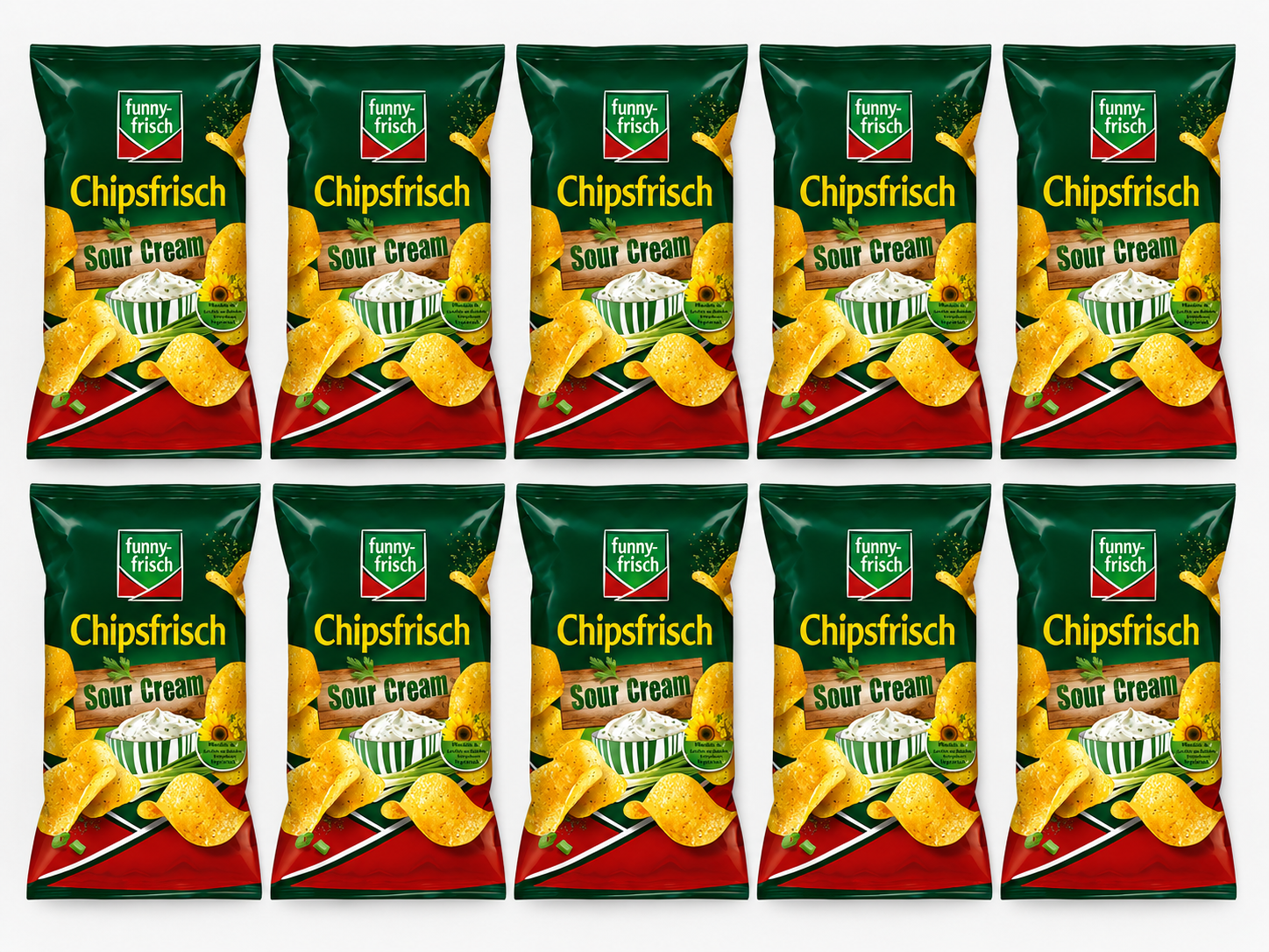 funny-frisch Chipsfrisch Sour Cream 150g X 10 = 1,5KG Tray