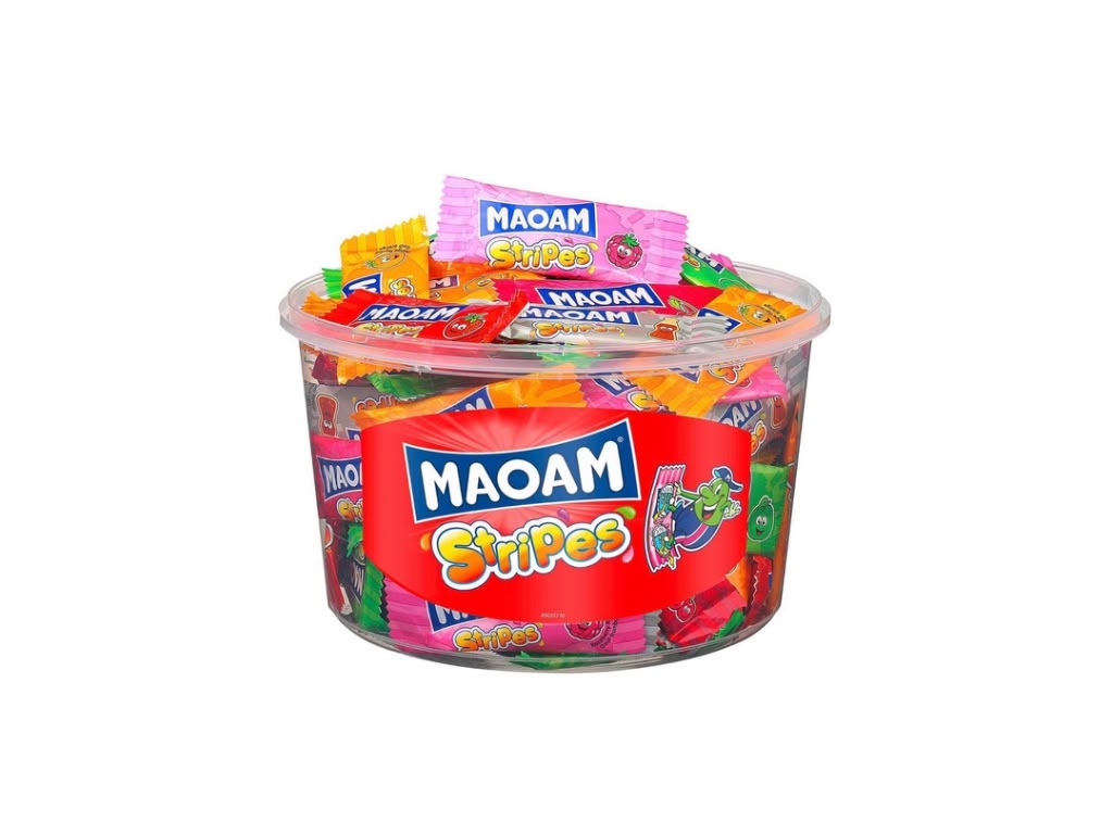 MAOAM Stripes Frucht-Kaubonbons – 100 Stück Großpackung