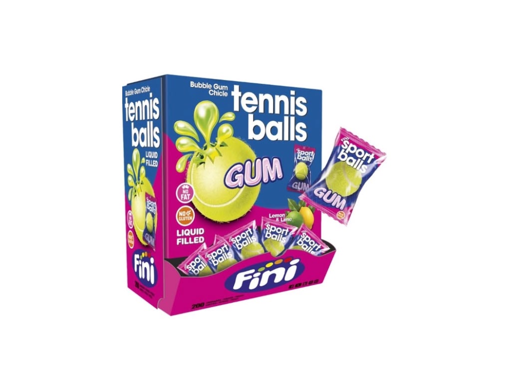 Fini Sport Balls Tennis Bubble Gum 200 Stück Großpackung