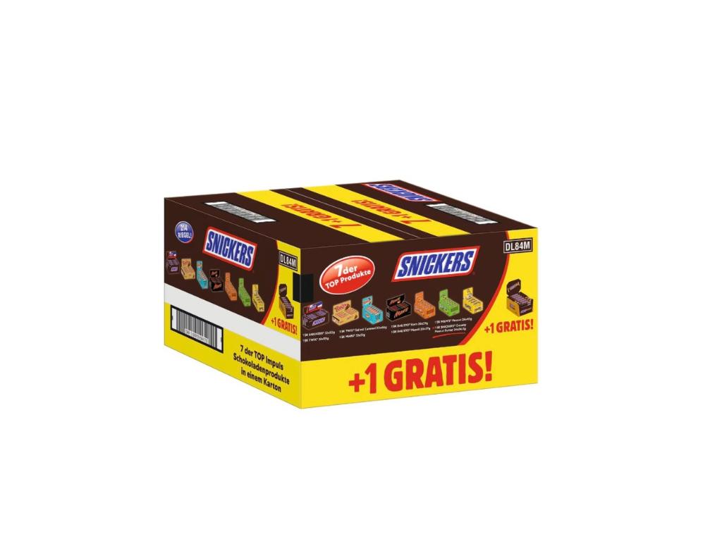 Snickers Mix Box XXL – Schokoriegel Display 7 Sorten +1 Gratis Vorratspack