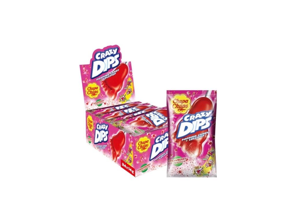 Chupa Chups Crazy Dips Strawberry 24 x 14 g Großpackung