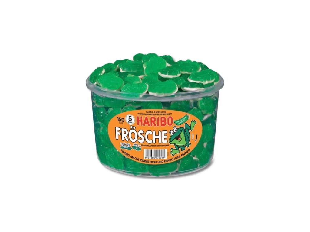 Haribo Quaxi 1050g Dose Fruchtgummi Schaumzucker Frösche Pfirsich Maracuja