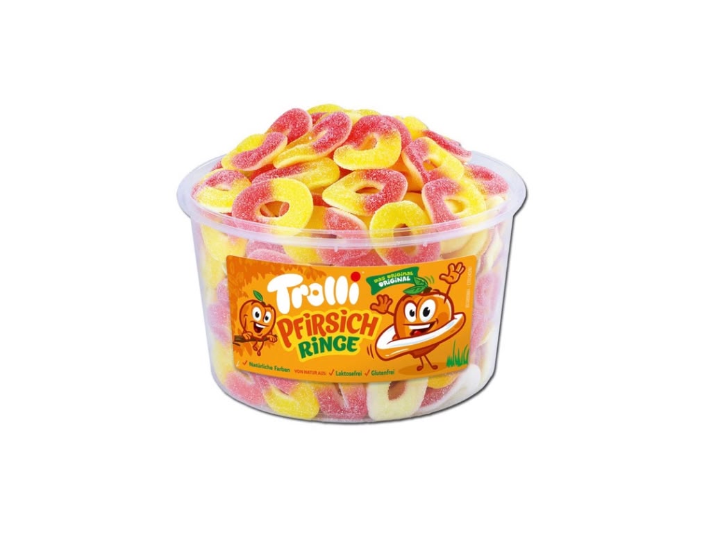 Trolli Pfirsich Ringe Großdose 150 Stück / 1.200 g Großpackung