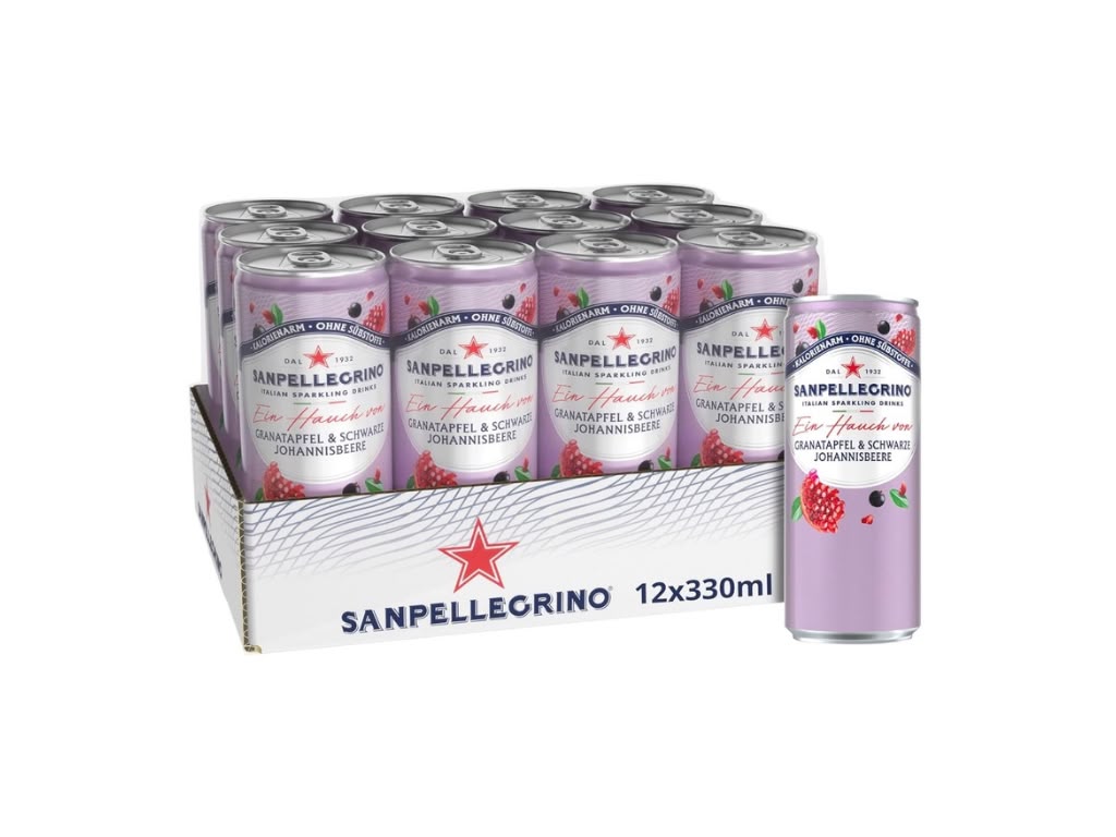 Sanpellegrino Ein Hauch von Granatapfel & Schwarzer Johannisbeere 12 × 0,33 l Großpackung