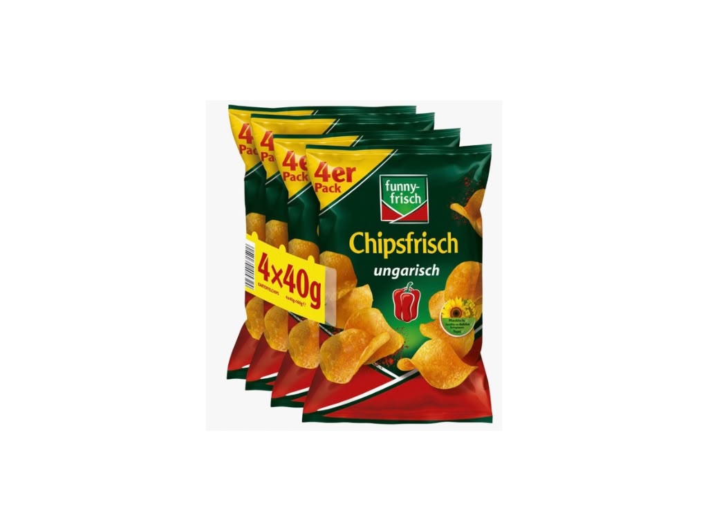 funny-frisch Chipsfrisch Ungarisch – 4 × 40 g Multipack