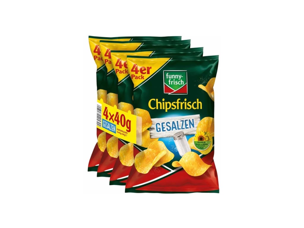 funny-frisch Chipsfrisch Gesalzen – 4 × 40 g Multipack