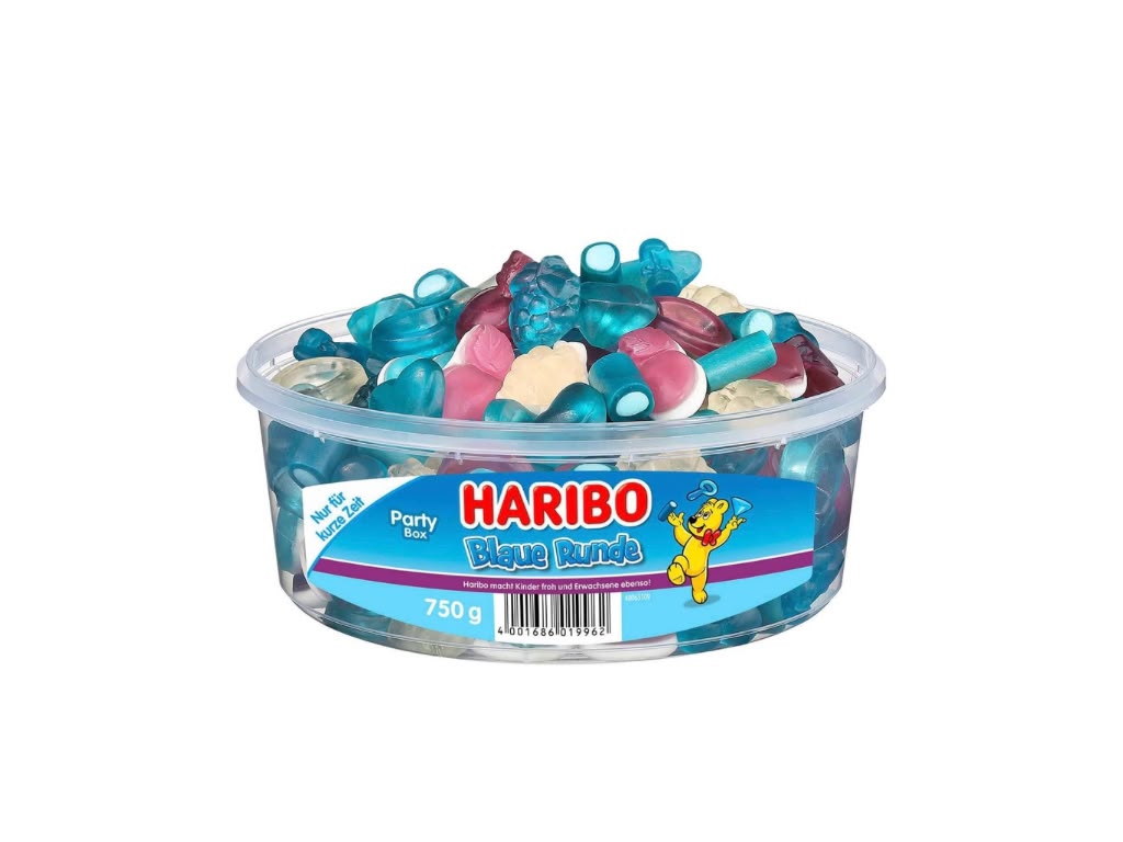 HARIBO Blaue Runde Fruchtgummi-Mix – 750 g Dose