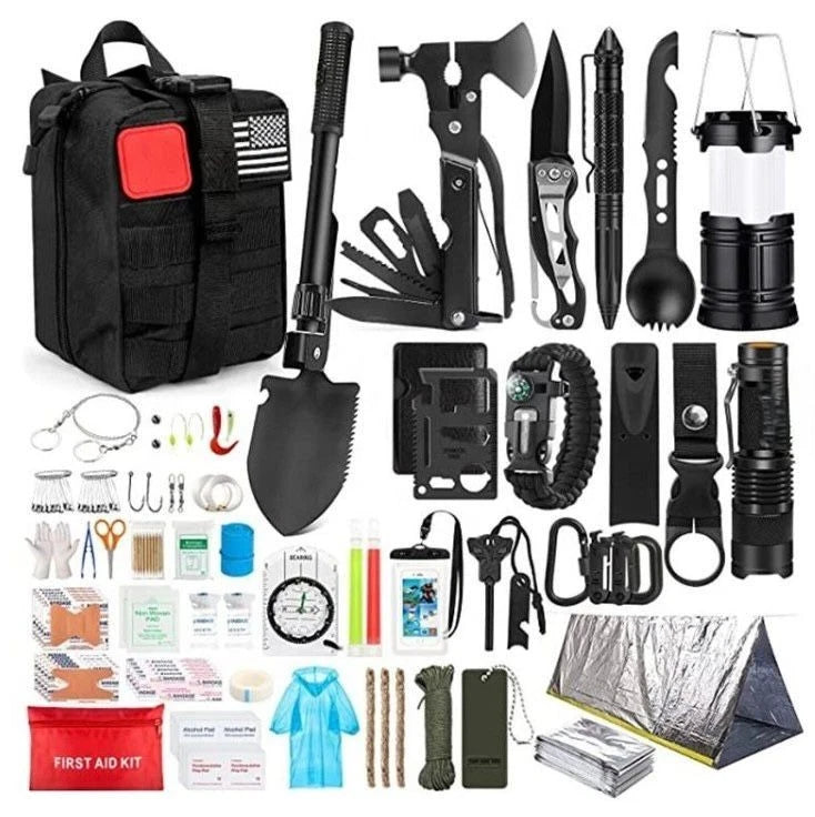 250-teiliges Survival Kit Outdoor Notfall-Set - Camping, Wandern & Erste Hilfe